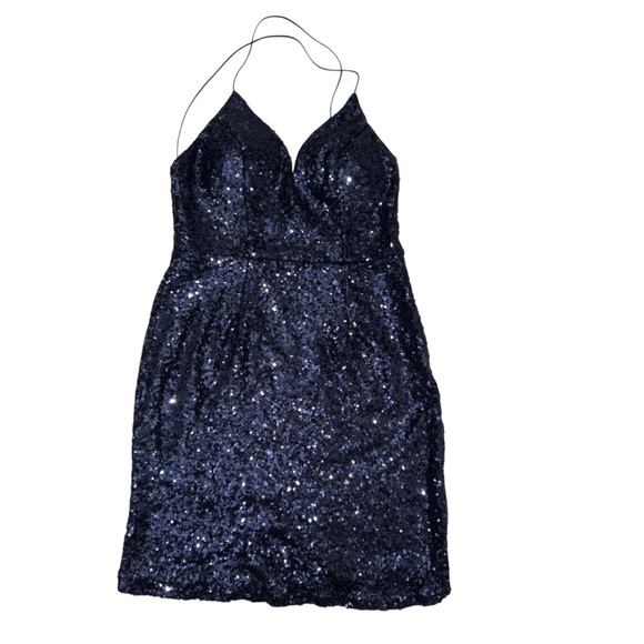 HELLO MOLLY Elegant navy Sequin Dress size Medium - Picture 6 of 14